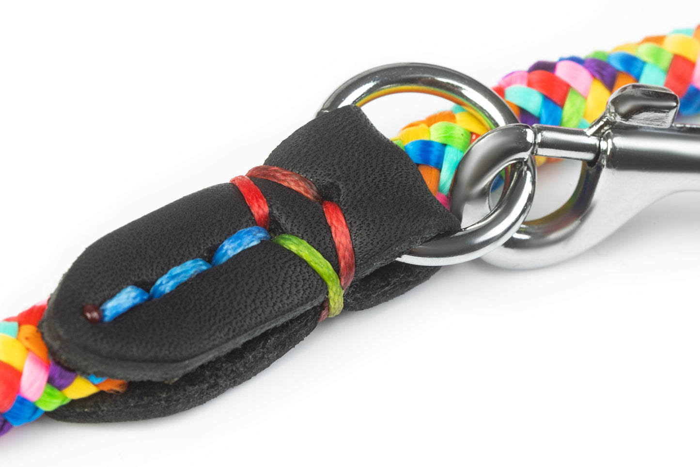 Multifunctional Rainbow Rope & Leather Dog Leash – 6-in-1 Adjustable Design