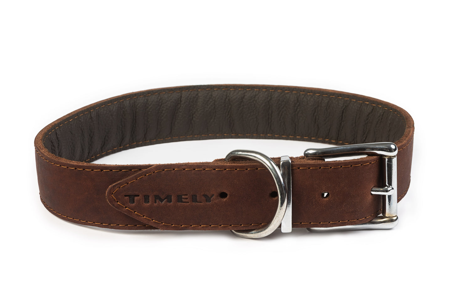Premium Handmade Dog Collar – Brown Leather with Solid Hardware | Stylish & Comfortable | Genuine Oiled Leather
