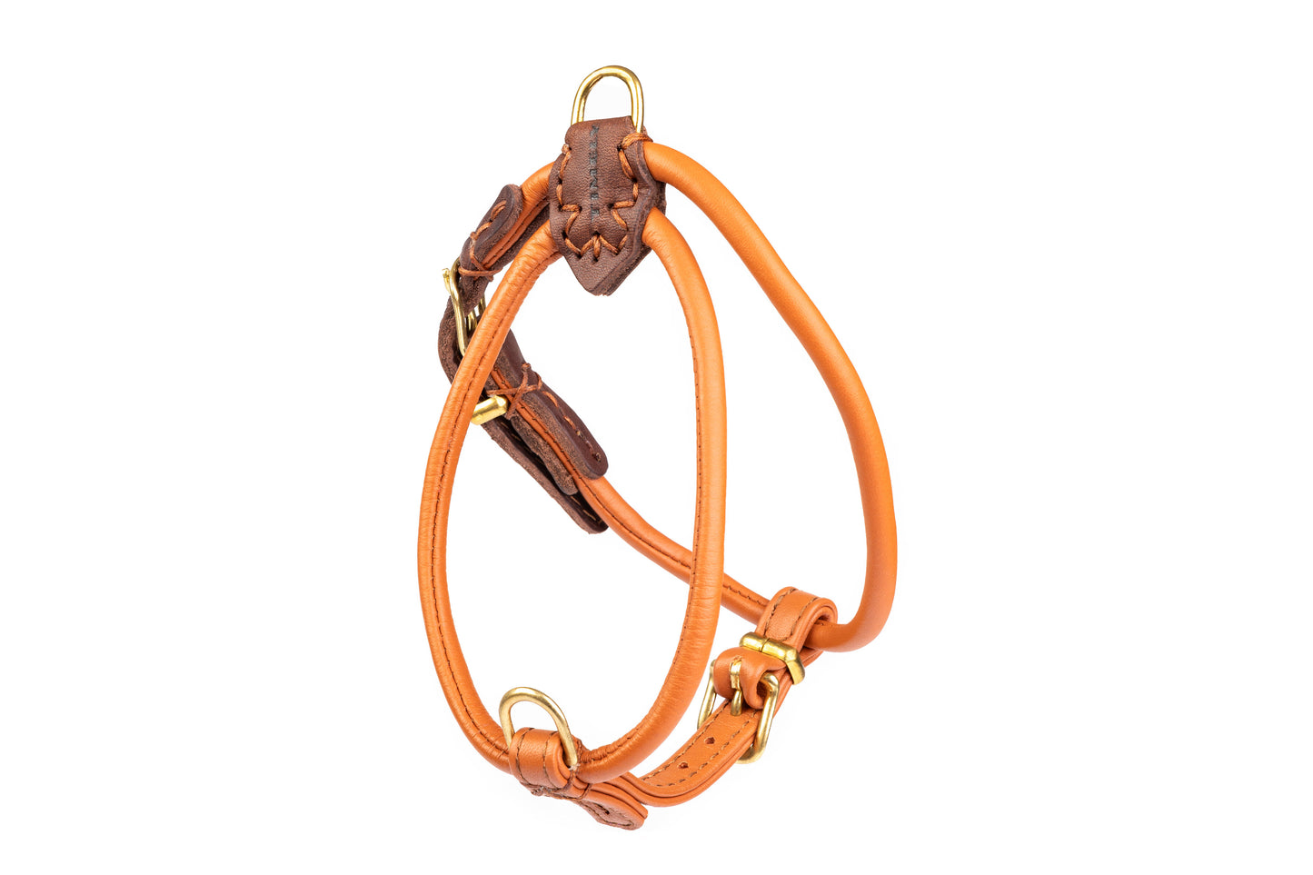 Dog NO PULL Harness Neck-25cm Girth-30cm(28-32cm) Blue Prevents Matting Hand-sewn made of genuine rounded ITALIAN leather inside stitch
