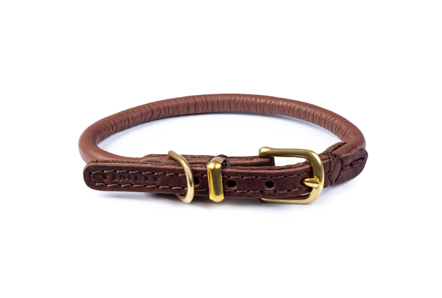 Hand-sewn dog collar 6mm-25cm (26-30cm) 12"-14" PREVENTS MATTING Blue made of genuine rounded ITALIAN leather inside stitch.Custom size for Free!!
