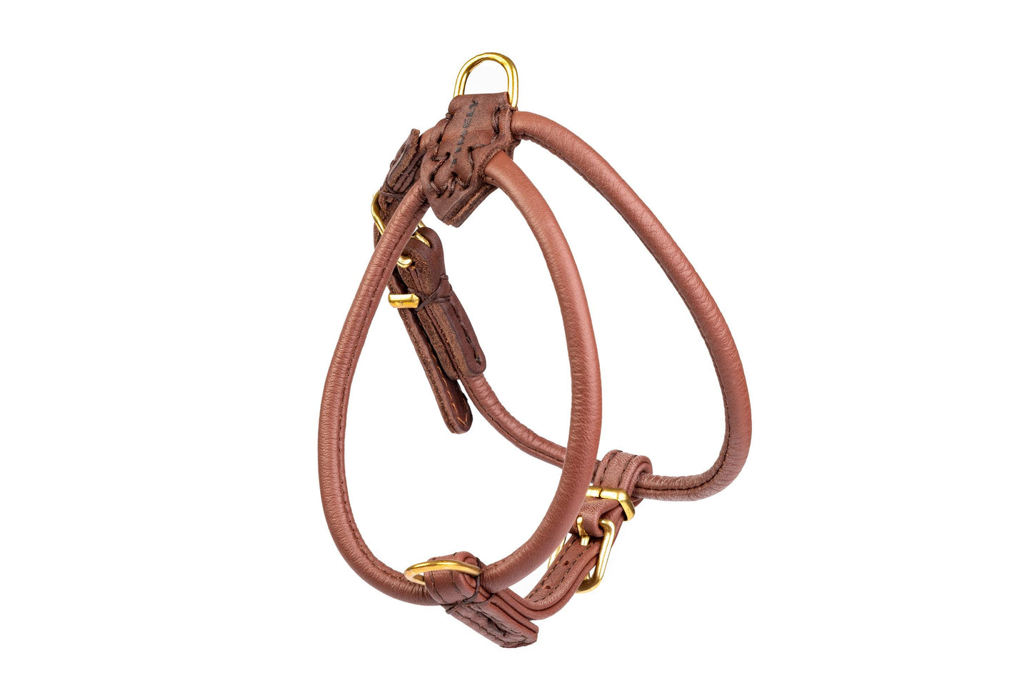Dog NO PULL Harness Neck-25cm Girth-30cm(28-32cm) Blue Prevents Matting Hand-sewn made of genuine rounded ITALIAN leather inside stitch