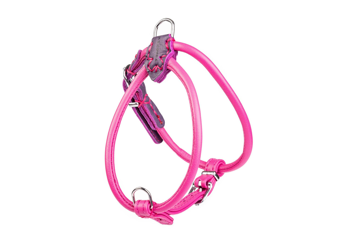 Dog NO PULL Harness Neck-25cm Girth-30cm(28-32cm) Blue Prevents Matting Hand-sewn made of genuine rounded ITALIAN leather inside stitch
