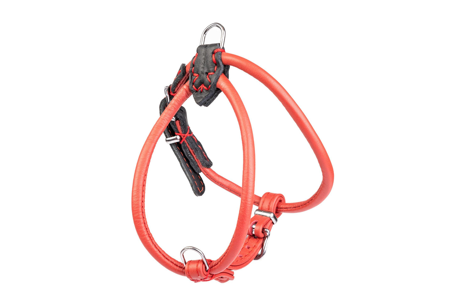 Dog NO PULL Harness Neck-25cm Girth-30cm(28-32cm) Blue Prevents Matting Hand-sewn made of genuine rounded ITALIAN leather inside stitch