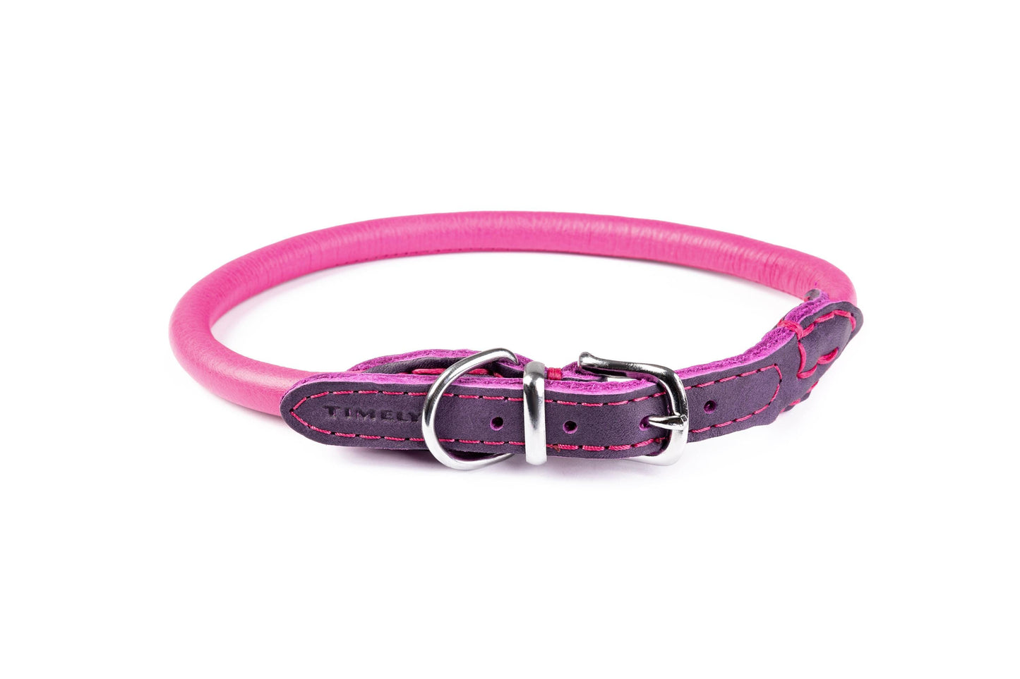 Hand stitched dog collar 8mm-40cm (38-43cm)15"-17" prevents matting ANTI ALLERGIC Red made of genuine rounded ITALIAN leather inside stitch.
