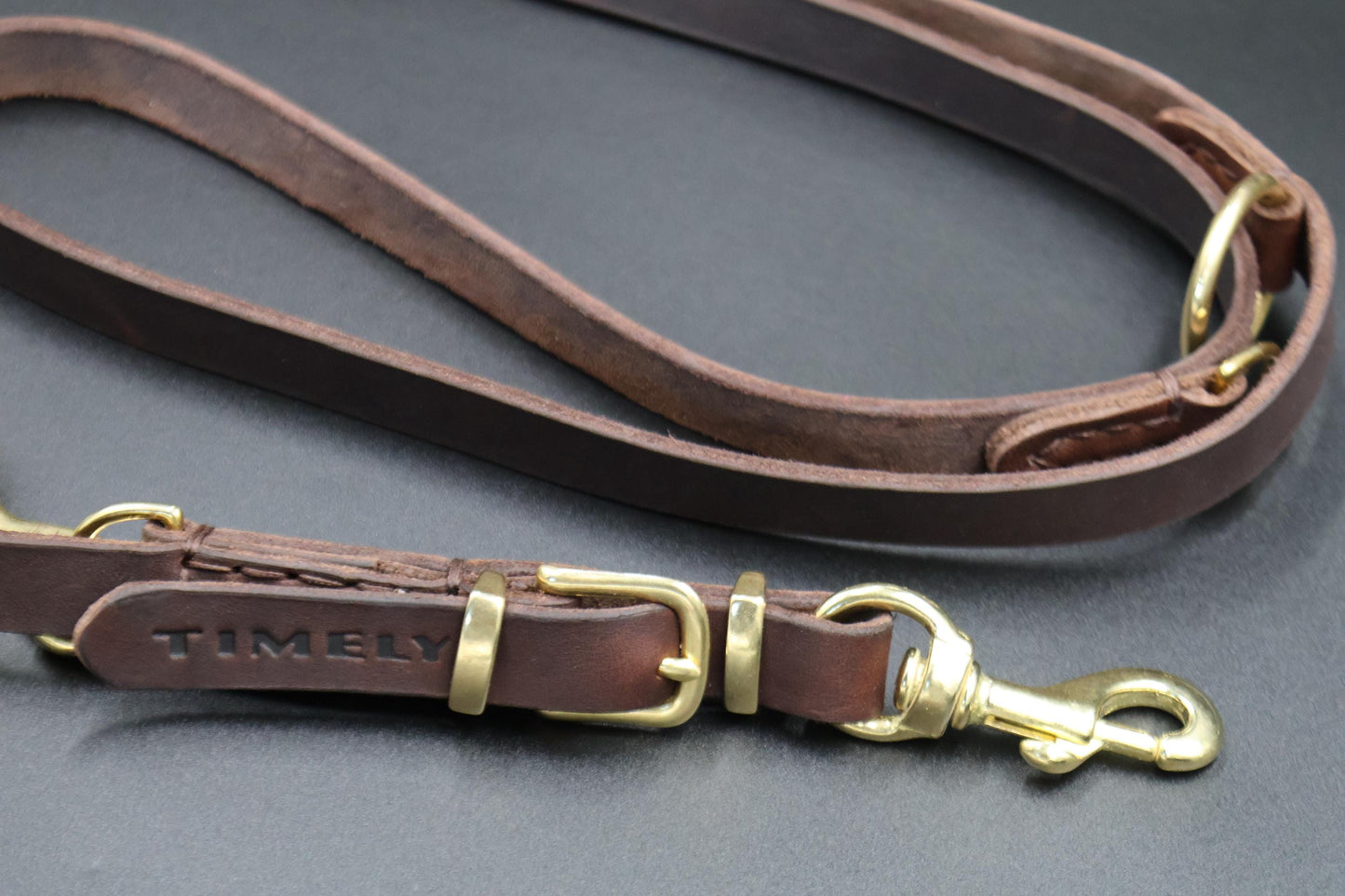Handmade Adjustable Brown Leather Leash 20mm-220cm– Crafted from Premium Oil-Tanned Leather with Solid Brass Hardware 6 in 1 leash