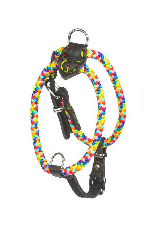 Dog NO PULL Harness RAINBOW  Rope Prevents Matting Hand-sewn
