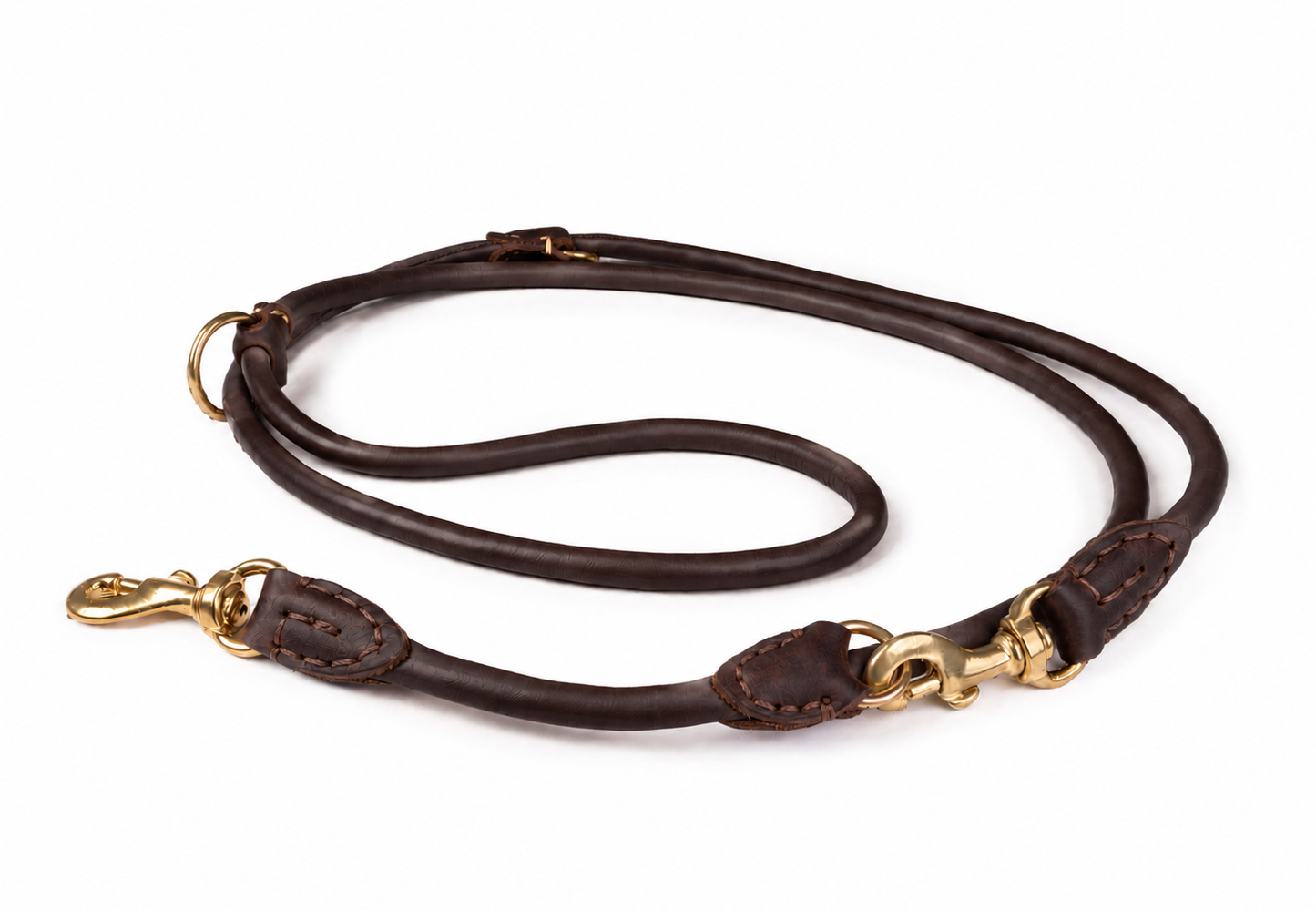 Adjustable Rolled Leather Leash-Dark Brown