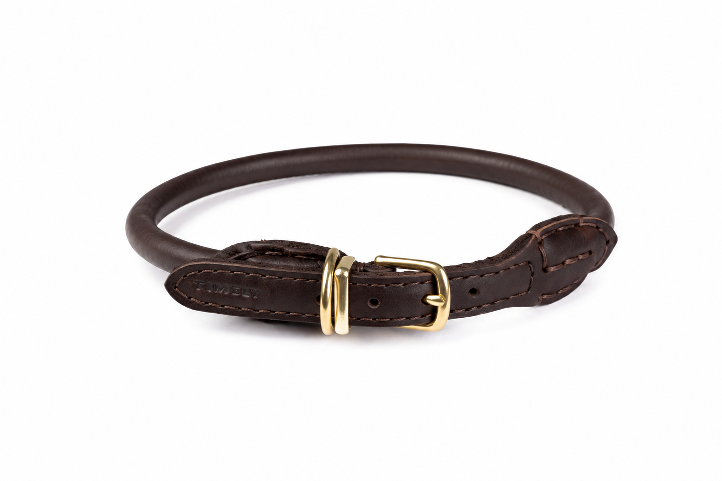 Rolled Leather Collar-Dark Brown