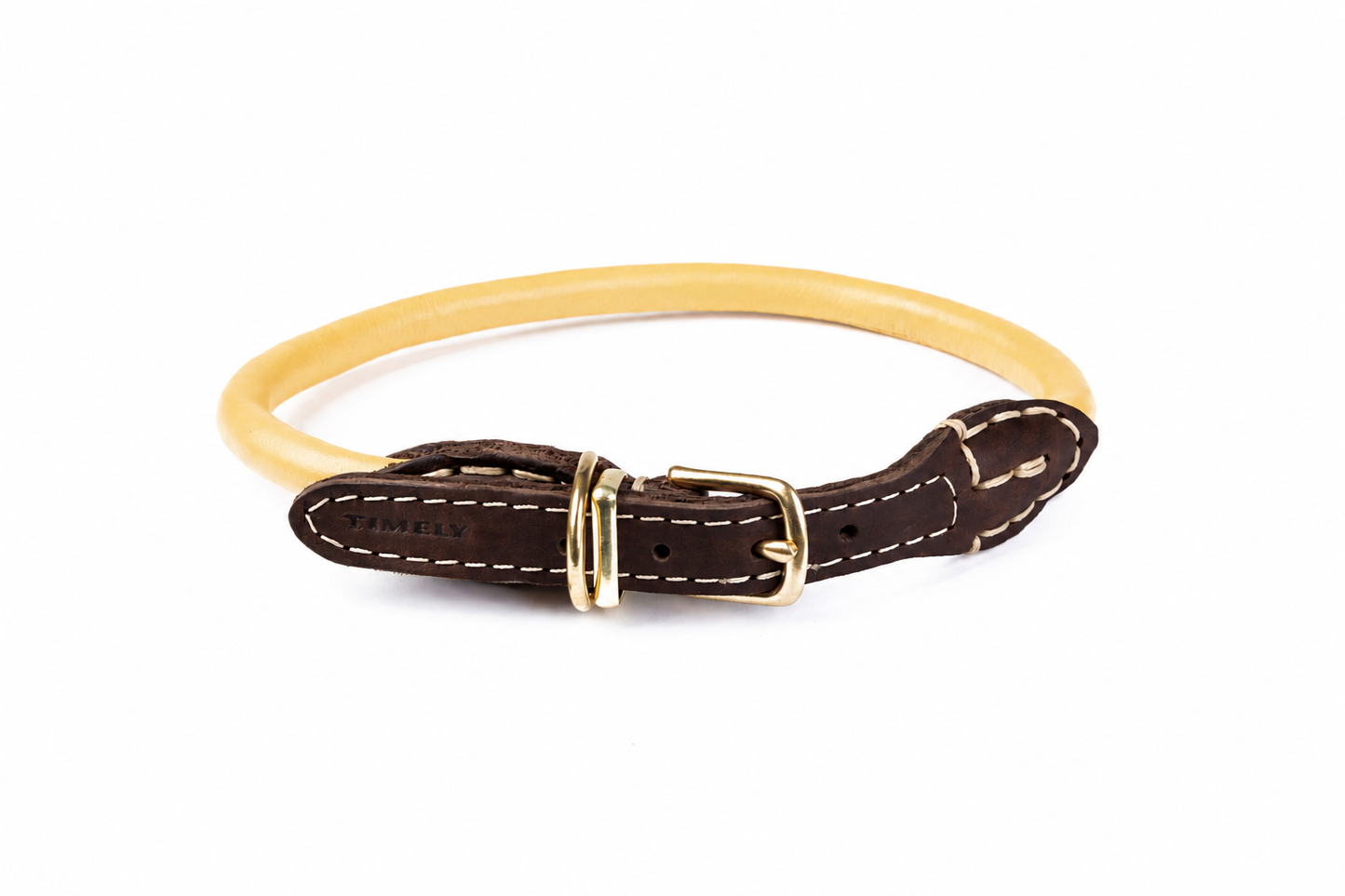Rolled Leather Collar-Cream
