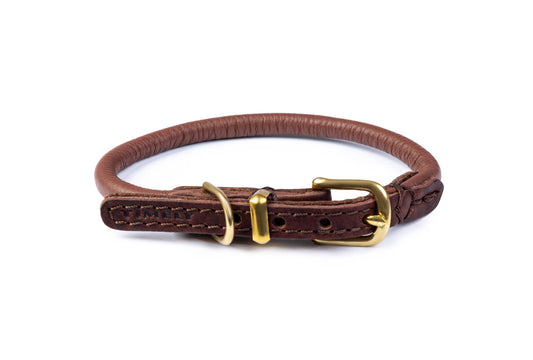 Rolled Leather Collar-Light Brown