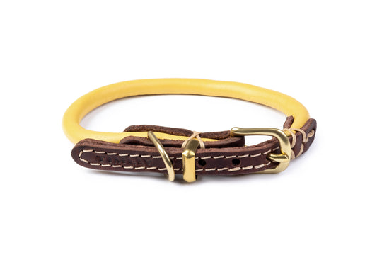 Rolled Leather Collar-Cream