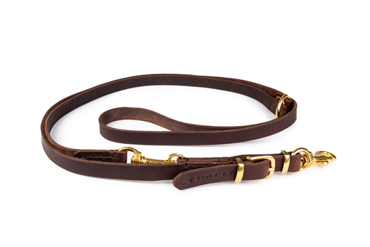 Adjustable Flat Leather Leash-Brown Brass