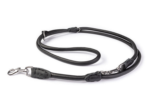 Adjustable Rolled Leather Leash-Black