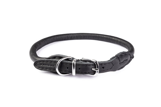 Rolled Leather Collar-Black