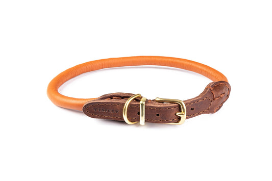 Rolled Leather Collar-Cognac