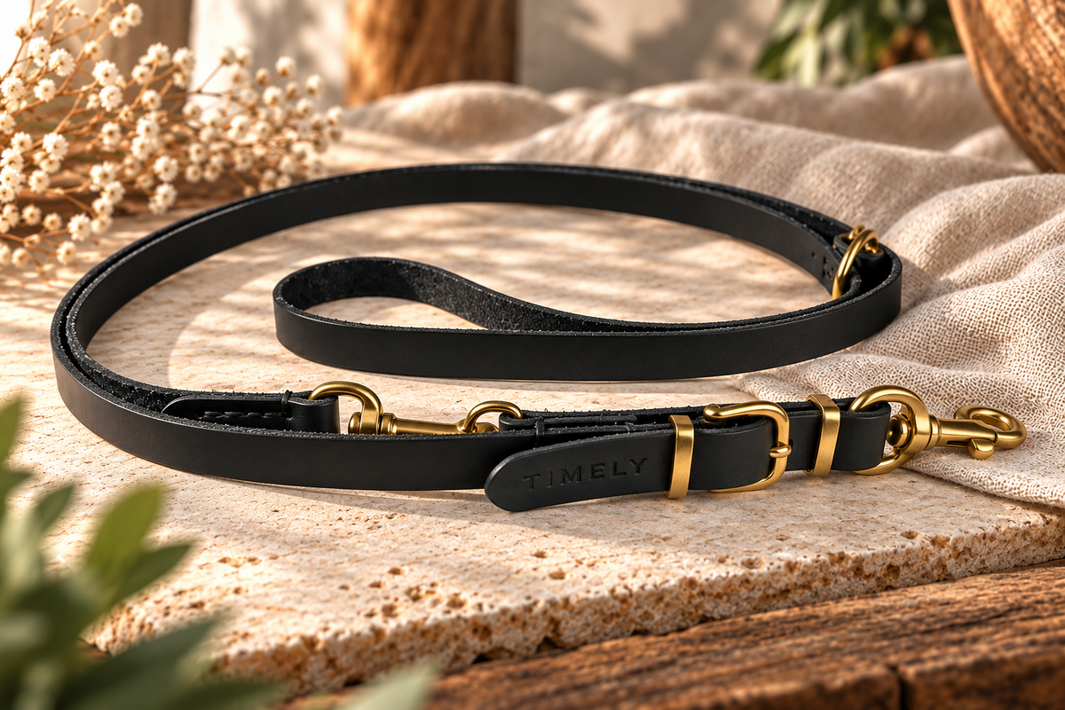 Handmade Flat Leather Dog Leash – Oiled Leather & Smooth Edges