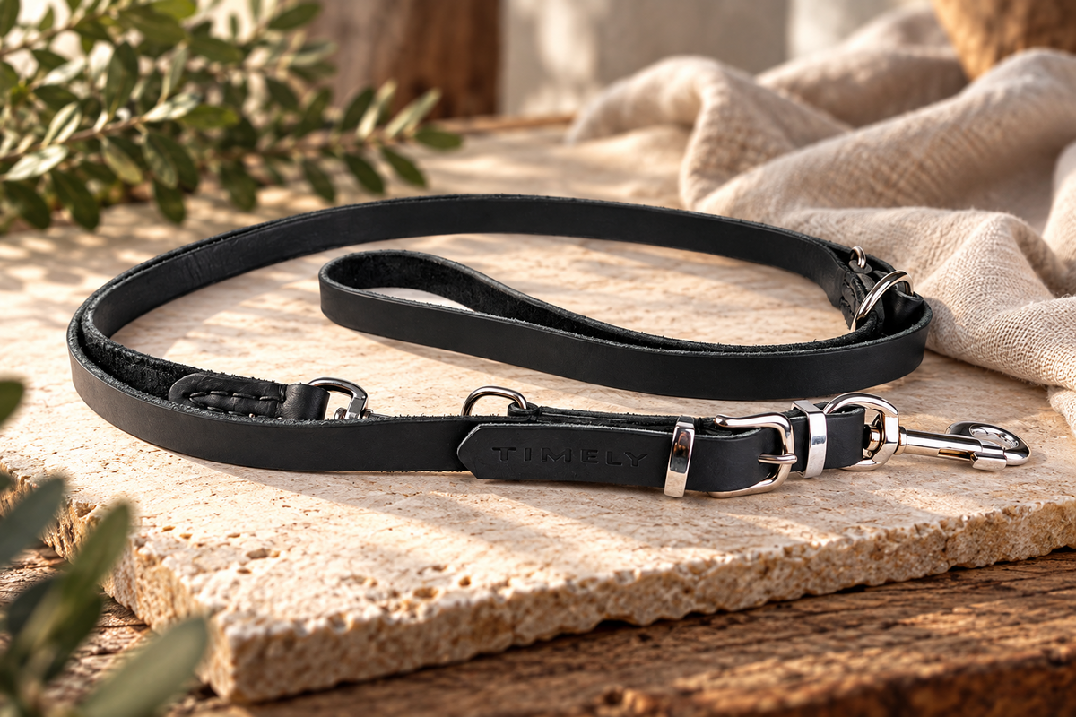 Handmade Flat Leather Dog Leash – Oiled Leather & Smooth Edges